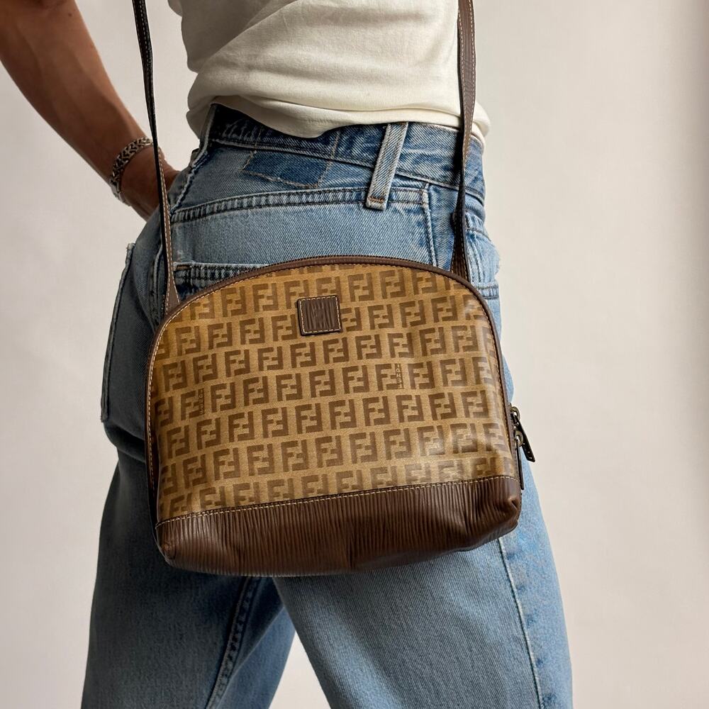 Vintage Fendi Zucchino Monogram Canvas Crossbody Bag - 80s/90s